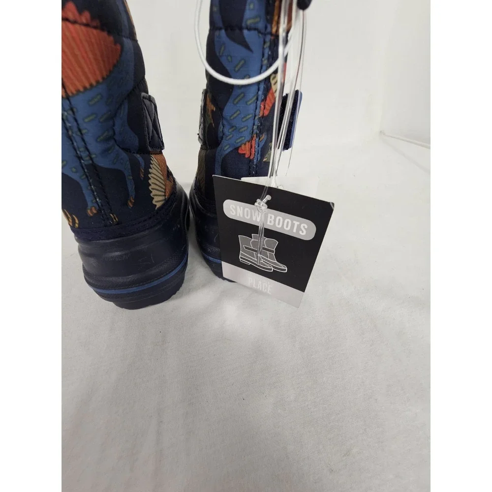 The Children's Place Boys Size 4 Blue Dinosaur Snow Boots Kids New Winter Shoes